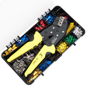 Paron JX-M5S 5 IN 1 Crimper Plier Terminal Crimper Ratchet Crimper Tube Type Crimper Tools Kit with 450Pcs Terminals