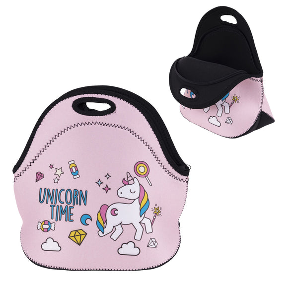 IPRee Neoprene Girl Unicorn Tote Insulated Lunch Cooler Travel Picnic Handbag Pouch