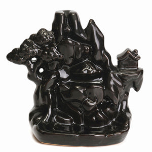 Black Porcelain Backflow Ceramic Incense Burner Holder Aromatherapy Buddhist 10pcs Cones