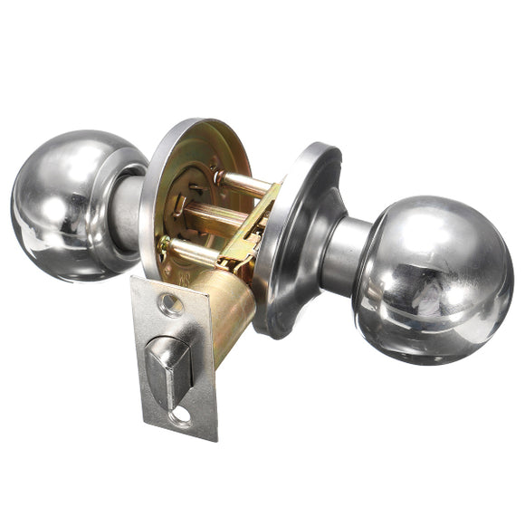 Stainless Steel Bathroom Door Lock Cylinder Round Knob Door Handle for 25mm-45mm Door