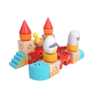 Umu Castle Building Blocks Kit Wooden Toys Educational Buckle Clasp Wood Building Wooden Models