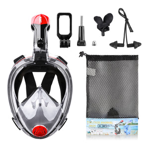 CAMTOA Foldable 180 Full Face Snorkeling Mask Anti-fog Diving Respirator Mask with Detachable Camera Stand Net Bag