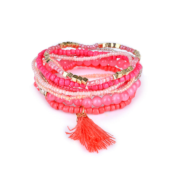 Clothing Accessories Bohemian Multilayer Tassel Pendant Colorful Bead Bracelet Jewelry for Women