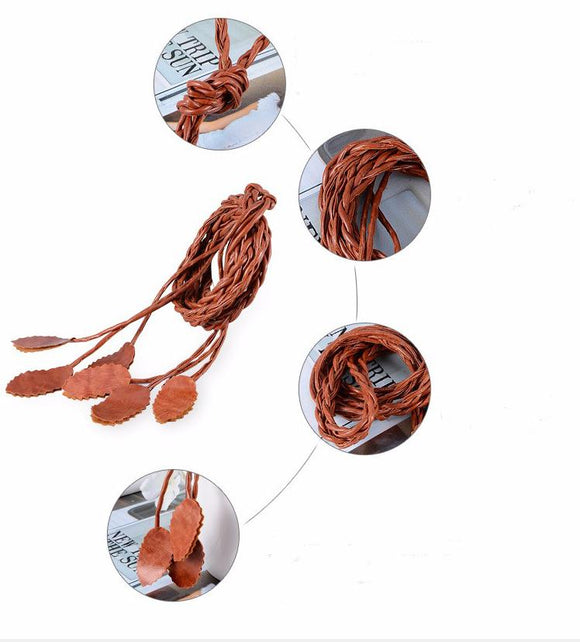 TRUE ADVENTURE New leaves Woven Belts for Women Knitted Long Tassel Belts Ladies Waist Chain