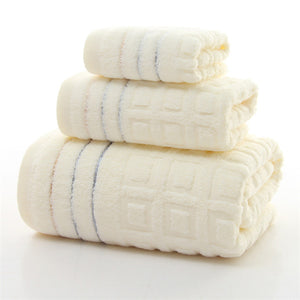 3pcs Pure Cotton Twist-less Bath Face Towels Home Hotel Spa Salon Soft Jacquard Weave Towel Set