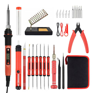 NEWACALOL 80W LCD Electric Soldering Iron Kit Screwdriver Desoldering Pump Wire Pliers Welding Repair Tool Set  EU/US Plug