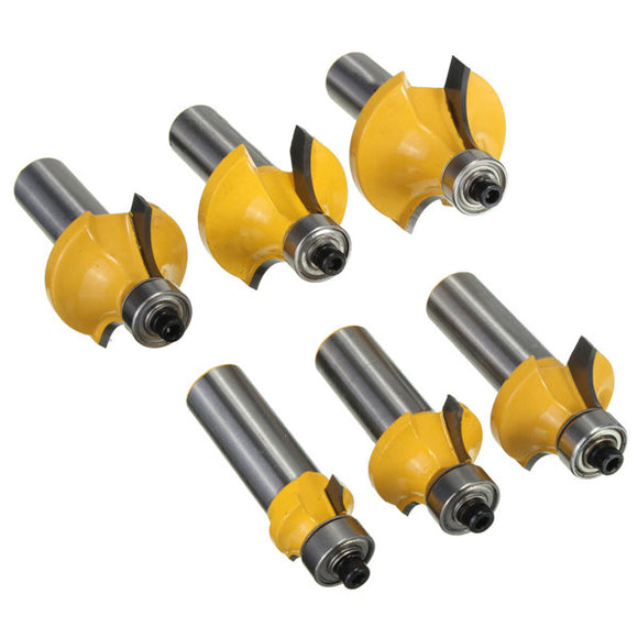 6pcs 1/2 Inch Shank Round Over Router Bit Set Tungsten Wood Working Tool