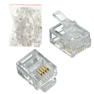 50PCS RJ11 Modular Cable Head Plug Ethernet Network Connector