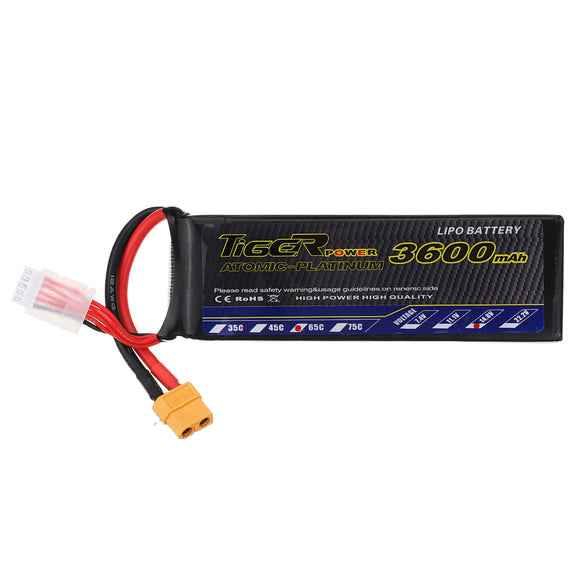 Tiger Power 14.8V 3600mAh 65C 4S Lipo Battery XT60 Plug for RC Model