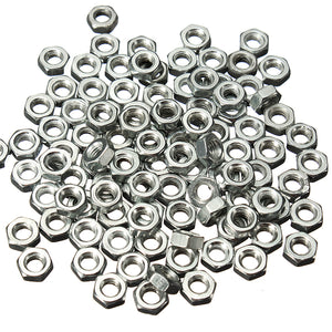 100pcs Zinc Plated Hex Screw Nuts M3 Grade 4.8