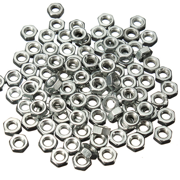 100pcs Zinc Plated Hex Screw Nuts M3 Grade 4.8