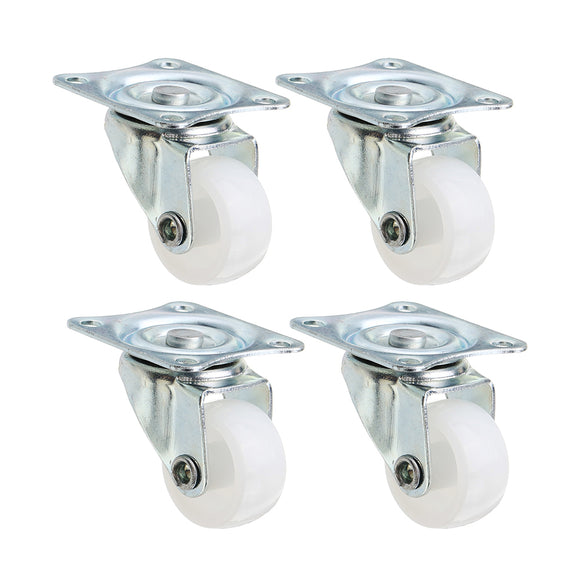 Machifit CC-2004 4pcs 1 Inch White PP Plastic Furniture Foot Wheel Flat Moving Universal Wheels