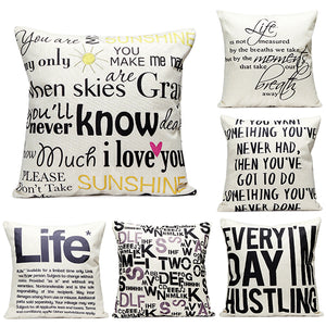 43x43cm English Letter Fashion Cotton Linen Pillow Case Home Sofa Seat Bed Car Cushion Decor