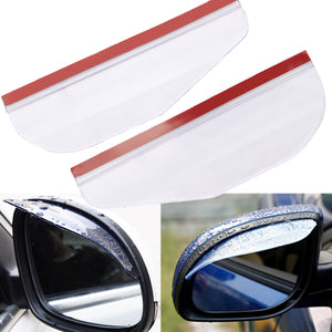 2Pcs Flexible PVC Car Rearview Mirror Rain Shield Guard Rainproof Eyebrow White Universal