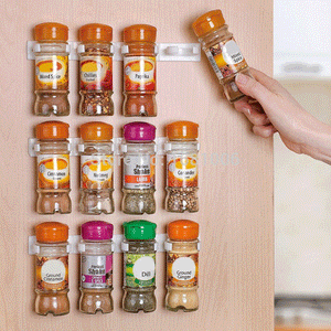 KCASA KC-MF020 4Pcs Spice Rack Kitchen Cabinet Door Plastic Wall Seasoning Bottle Storage Organizer