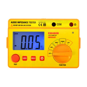 ALL SUN EM480B Audio Impedance Tester Portable Insulation CATIII Test Ranges 20/200/2000 Resistance Meter 1KHz Timer Function Data Hold