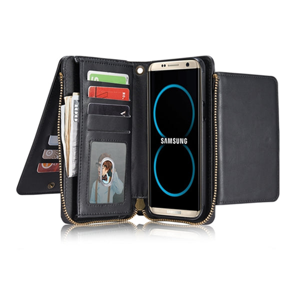 Bakeey Retro Multi Slot Kickstand Detachable Leather Wallet Zipper Case for Samsung Galaxy S8 Plus