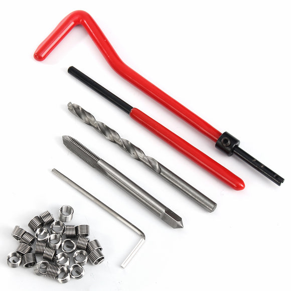 30pcs M5 Metric Stripped Thread Repair Insert Kit Pro Coil Drill Compatible Hand Repairing Tool Set