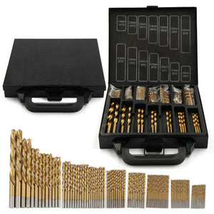 99PCS Drill Bit Set 1/16-3/8" HSS Titanium Multi Drill Bits Twist Metal"