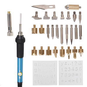 220V 60W Wood Burning Pen & 34 Assorted Tips Set Soldering Iron Tips Set Tool Adjustable Temperature