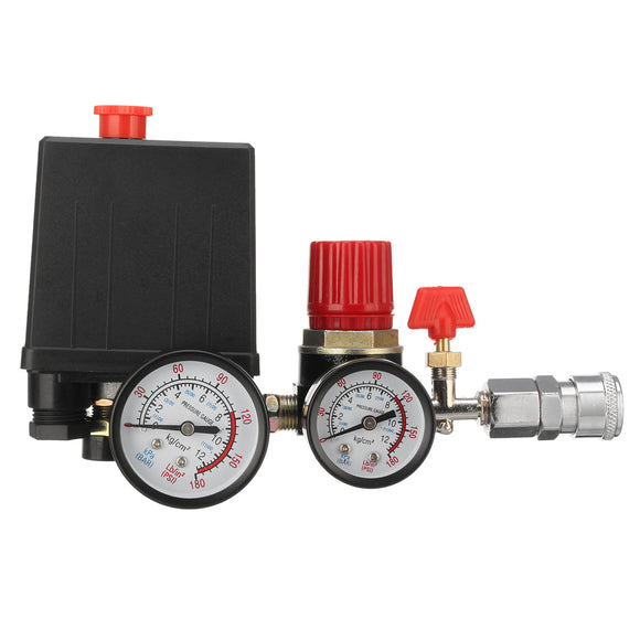 Air Compressor Pressure Switch Control Valve Manifold Relief Regulator Gauge With Quick Connector