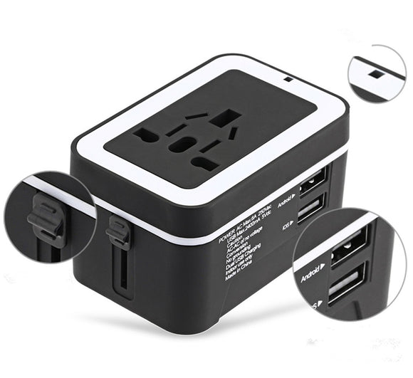 Universal All-in-one International Power EU US AU UK Plug Charger with Dual 2.4A USB