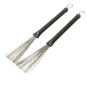 2 Pcs Retractable Stainless Steel Drum Wire Brushes Jazz Percussion