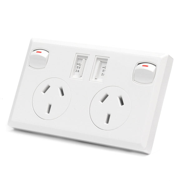 5 PCS Dual USB Powerpoint Home Wall Power Supply Socket For Australia New Zealand AU Plug