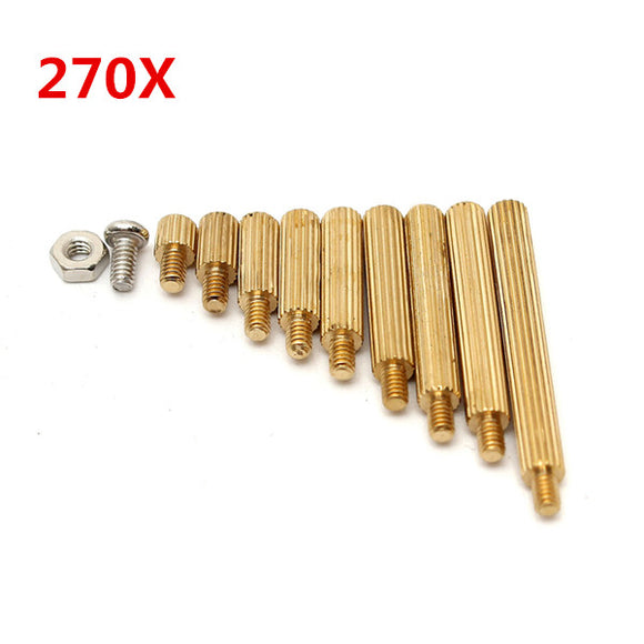 Suleve M2BT1 M2 Male-Female Brass Round Thread Column Standoffs Spacer Pillar For PCB Board 270pcs