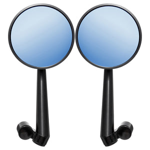 Pair Aluminum Alloy Motorcycle Scooter Handlebar Rearview Side Blue Mirrors