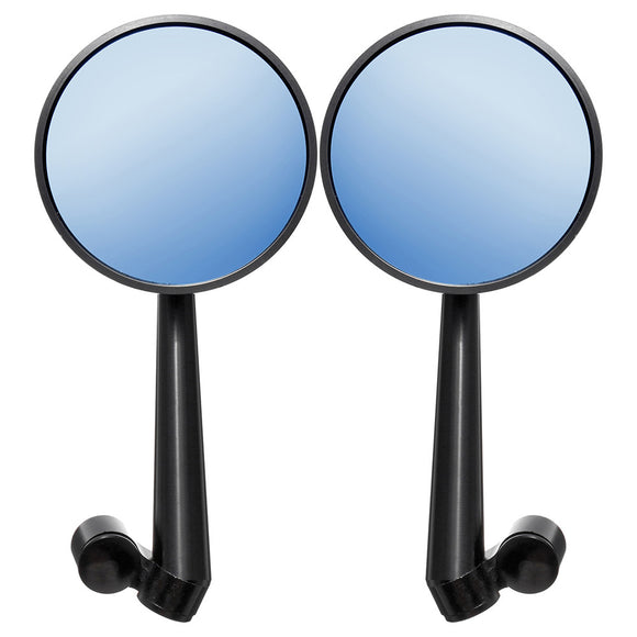 Pair Aluminum Alloy Motorcycle Scooter Handlebar Rearview Side Blue Mirrors