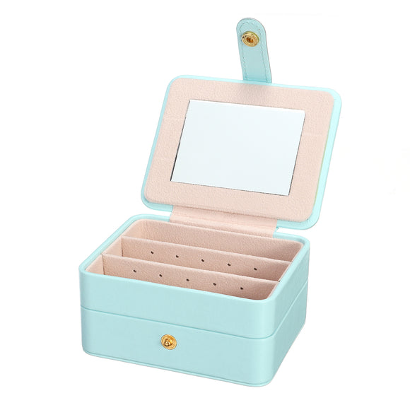 11x9x5.5cm 3 Layers Ornaments Jewelry Storage Case Collecting Box with Built-in Mirror Make Up Case