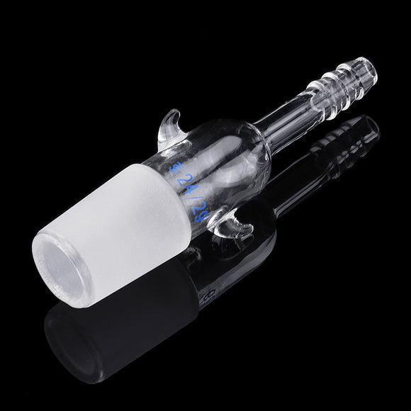 24/29 Glass Straight Vacuum Adapter Air Exhaust Connector Two Sides Ears Ground Joint to Hose Connection