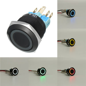 12V 22mm 6 Pin Momentary Switch Led Light Metal Push Button Momentary Switch