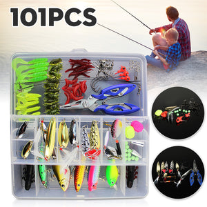 ZANLURE 101Pcs Fishing Lure Spinners Plugs Spoons Soft Bait Pike Trout Salmon+Box Set