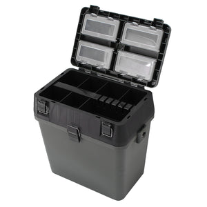 Lightweight Fishing Box Tackle Seat Box Fishing Container Tray Bait Case Tool w/ 4 Removable Trays Shoulder Strap