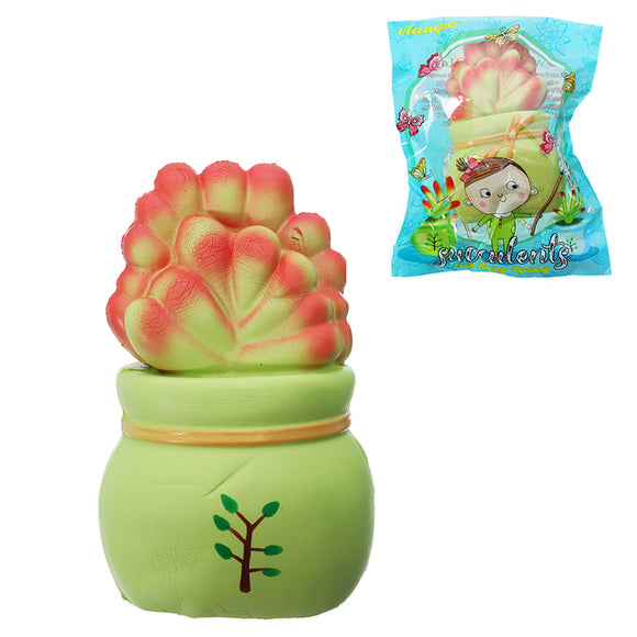 Vlampo Slow Rising Squishy Potted Succulents Lucky Plant Home Decoration Stress release Toy 14cm