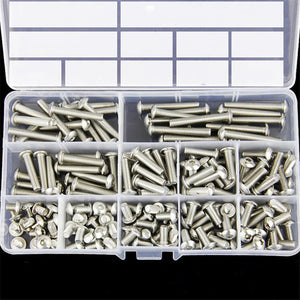 Suleve M5SH7 165Pcs M5 Hex Socket Button Head Screw 304 Stainless Steel Bolt Assortment Set