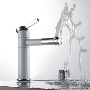 KCASA KC-SL2 Bathroom Basin Faucet Sinks Mixer Tap with Rotating Spout White Painting Brass Made