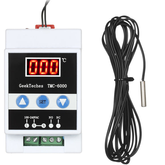 GeekTeches TMC-6000 110-240V Guide Rail Thermostat Digital Temperature Controller Thermoregulator