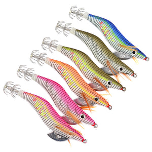 ZANLURE SJ011 6pcs/set 80mm 11g Fishing Shrimp Luminous Jigs Artificial Squid Bait Fishing Lure