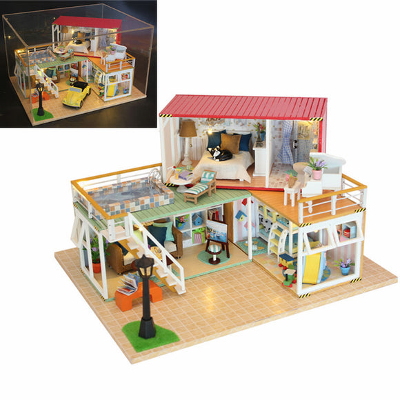 Hoomeda 13841Z Container Home A DIY Dollhouse Kit 3D Japanese Style With Music Cover Light