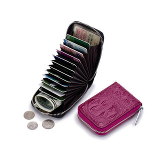 Women Genuine Leather 12 Card Slot Mini Coin Purse Card Holder Coin Bag