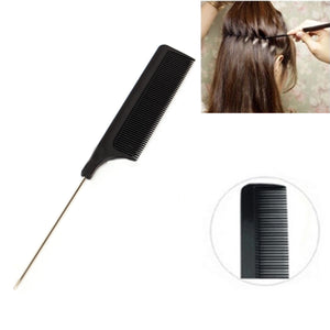 20cm 8'' Fine-tooth Metal Pin Hairdressing Hair Style Rat Tail Comb Black