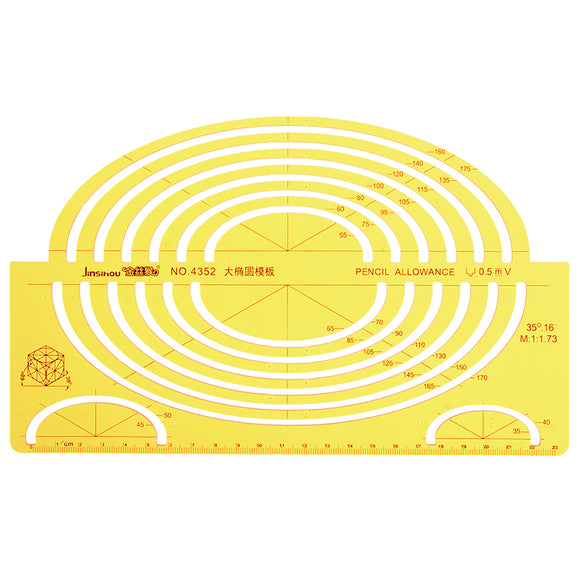 Large Ellipse Big Oval Semi Elliptical Shape Drawing Template KT Soft Plastic Ruler Drawing Board