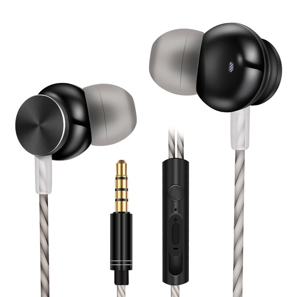 JIEX X300 3.5mm Wire-Control In-Ear Deep Bass Metal Earphone with Microphone