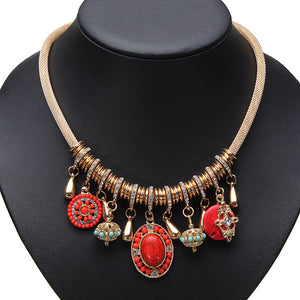 Vintage Retro Personality Turquoise Pendant Women Statement Necklace