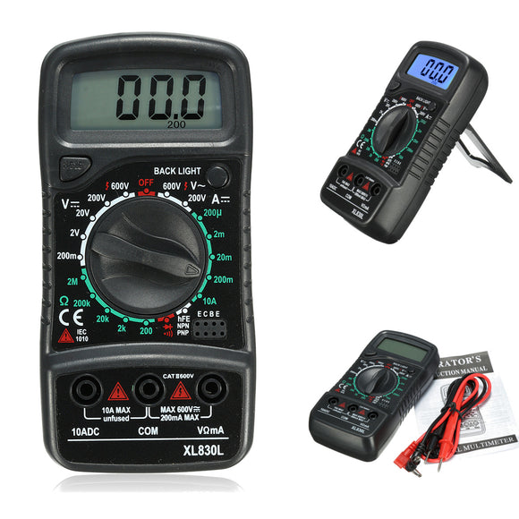 XL-830L Digital LCD Multimeter Voltmeter Ammeter AC DC OHM Volt Circuit Current Tester