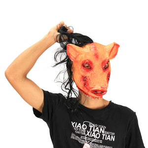 Halloween Party Home Decoration Pig Head Mask With Hair Cosplay Costume Toys Children Gift