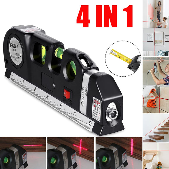 4 In 1 Multipurpose Laser Level Vertical Measuring Tape Aligner Metric Rulers